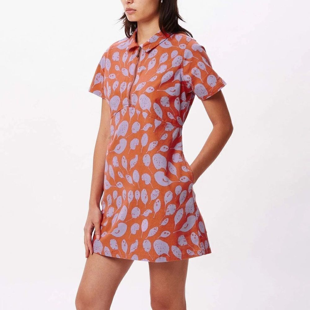 OBEY LEAVES WORK DRESS NEW with tags Size XS GINGER BISCUIT MULTI - Picture 5 of 16